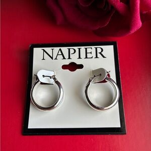 Napier Silver Hoop Earrings - Shiny Classic Hoops